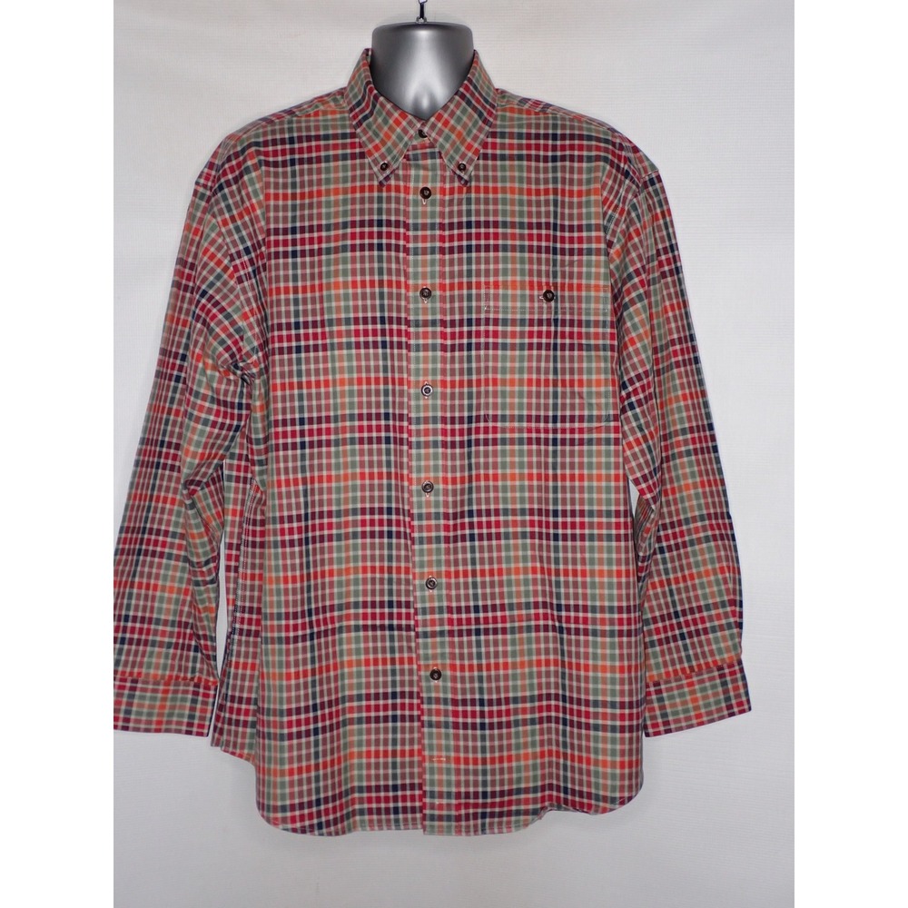 Orvis Men Plaid Button Down Long Sleeve Shirt Red Green Multi XL Signature Twill